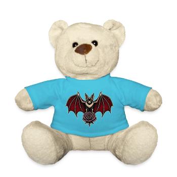 Vampire Bat Purple Rose Gothic Tattoo - Teddy Bear - atoll blue - Front
