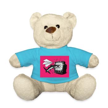 Anarchischer Aal aus Papierflieger gegen Monitor - Teddy - Atollblau - Vorne