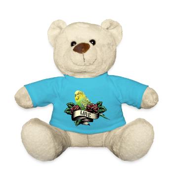Budgerigar bird gift tattoo love parrot - Teddy Bear - atoll blue - Front