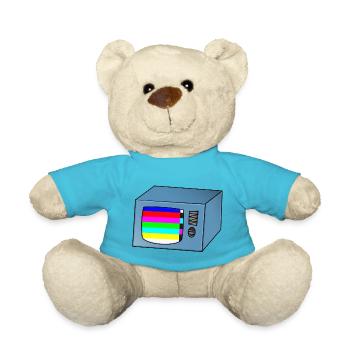 TV Fernseher Fernsehen mit Störung - Teddy - Atollblau - Vorne