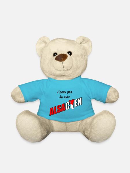 T-shirt humour alsace Jpeux pas jsuis alsacien - Nounours - bleu outremer