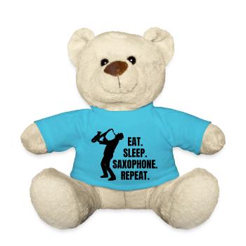Saxophone Music Instrument Saxophonist Saxophone - Teddy Bear - atoll blue - Front