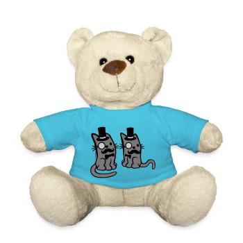 Herren 2 Katzen Freunde - Teddy - Atollblau - Vorne