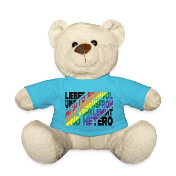 Lieber Schwul Und Lebensfroh - Lustiger Gay Spruch - Teddy - Atollblau - Vorne
