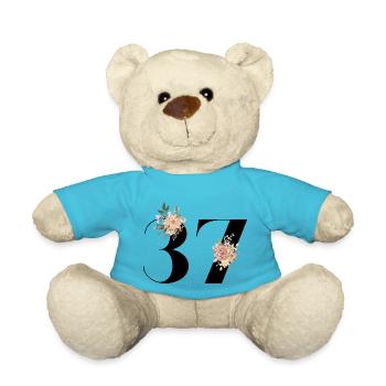 37th anniversary flowers (Gift of 37 years) - Teddy Bear - atoll blue - Front