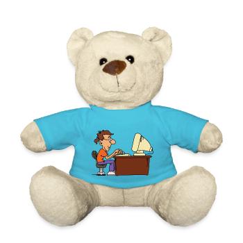 pc mann schreibtisch büro homeoffice beamter job - Teddy - Atollblau - Vorne