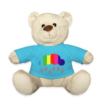 Cloud Rain Rainbow Colors Gift Idea - Teddy Bear - atoll blue - Front