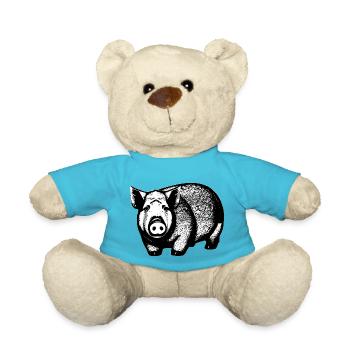 Schwein süß Schweinchen Schweine Tier Tiere 4 - Teddy - Atollblau - Vorne