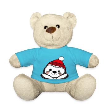 Faultier Weihnachten süß lustig Faultiere Tier 02 - Teddy - Atollblau - Vorne