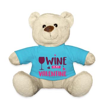 Wine is my Valentine - Le vin est ma Valentine - Teddy Bear - atoll blue - Front