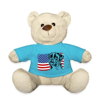 BOXER America Flag Dogs Dog Wilsigns - Teddy Bear - atoll blue - Front