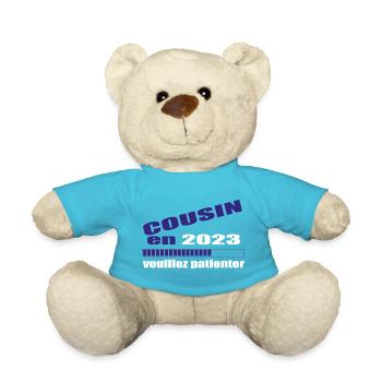 Cousin En 2023 Veuillez Patienter Futur Cousin - Nounours - bleu outremer - Devant
