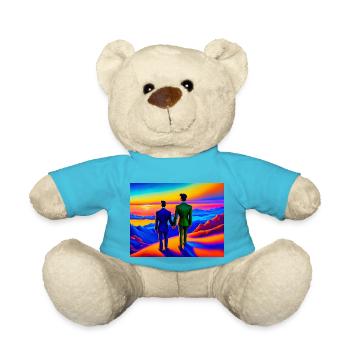 Liebespaar auf farbenfrohem Berg - Teddy - Atollblau - Vorne