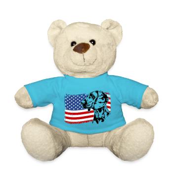 Hanoverian Scent Hound America Flag Dogs - Teddy Bear - atoll blue - Front