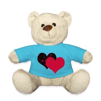 Zwei Herzen - Teddy - Atollblau - Vorne