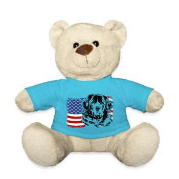 Landseer America Flag Dog Dogs Wilsigns - Teddy Bear - atoll blue - Front