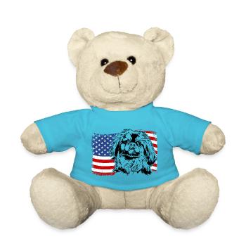 Pekingese America Flag Dog Dogs Wilsigns - Teddy Bear - atoll blue - Front