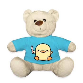 Little duck with a knife - Teddy Bear - atoll blue - Front