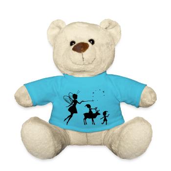 Silhouetten einer Fee und Elfen - Teddy - Atollblau - Vorne