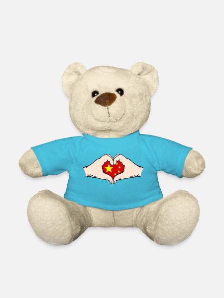 Chine en forme de coeur avec des mains - Nounours - bleu outremer