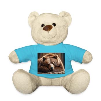 Cute animals doing hibernation – brown bear - Teddy Bear - atoll blue - Front