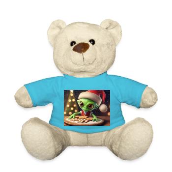 extraterrestre portant un pull de Noël laid - Nounours - bleu outremer - Devant
