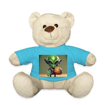 niedliche kleine grüne retro vintage alien basketball - Teddy - Atollblau - Vorne