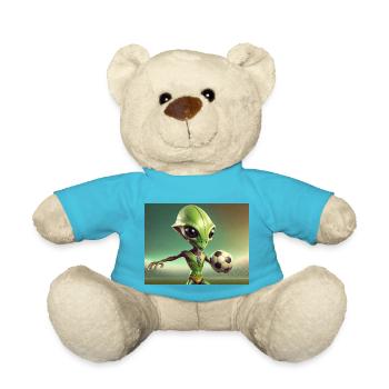 cute little green retro vintage alien everyday - Teddy Bear - atoll blue - Front