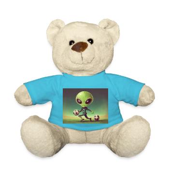 cute little green retro vintage alien everyday - Teddy Bear - atoll blue - Front