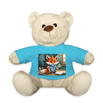 cute little fiend fox geography class - Teddy Bear - atoll blue - Front