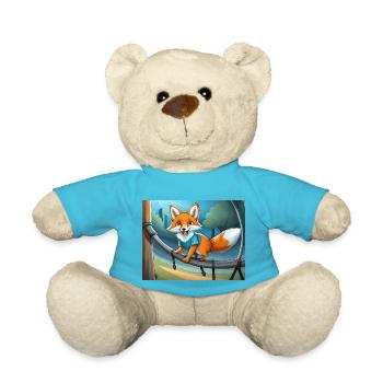 Niedlicher kleiner Unhold, Fuchs, der auf einem Spielplatz spielt - Teddy - Atollblau - Vorne