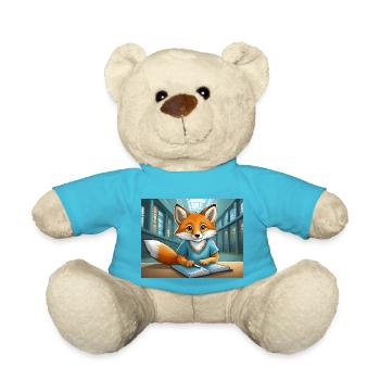 cute little fiend fox everyday life – is reading - Teddy Bear - atoll blue - Front