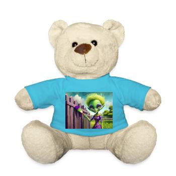 mignon petit vert rétro vintage alien peinture - Nounours - bleu outremer - Devant