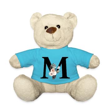 Tropischer Blumenbuchstabe M - Teddy - Atollblau - Vorne