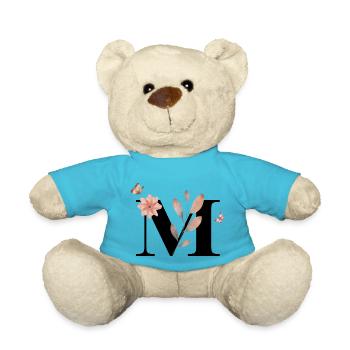 Letter M Wildflowers Watercolors - Teddy Bear - atoll blue - Front