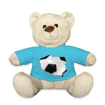 Polen Landkarte umrahmt echten Fußball - Teddy - Atollblau - Vorne
