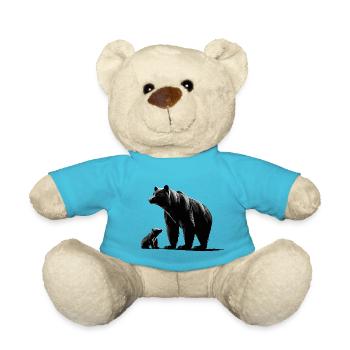 Bear Father with Child Gift for Father Dad - Teddy Bear - atoll blue - Front