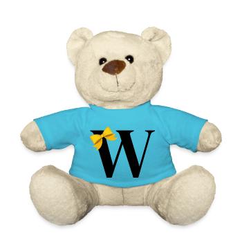 Buchstabe mit gelber Schleife - Teddy - Atollblau - Vorne