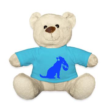Hund DJ Musik Auflegen Club Disko Schallplatte Fun - Teddy - Atollblau - Vorne