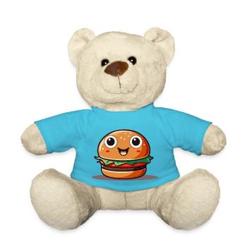 Cute cartoon hamburger with smiling face - Teddy - Atollblau - Vorne