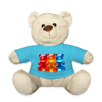 Glowing Tricolor Bears - Teddy Bear - atoll blue - Front