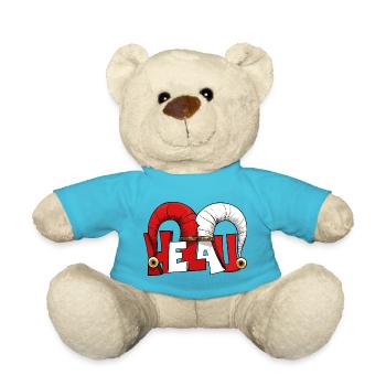 Narrenkappe Karneval Fasching Joker Helau Gruß  - Teddy - Atollblau - Vorne