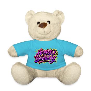 HAPPY BIRTHDAY GESCHENK PRINT GRAFF - Teddy - Atollblau - Vorne