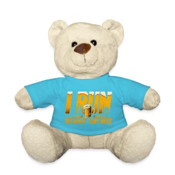 Je cours à cause de la bière - Chemise de course drôle - Nounours - bleu outremer - Devant