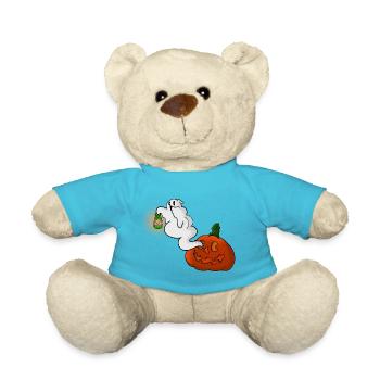 Fantôme avec lanterne sur une citrouille - Nounours - bleu outremer - Devant