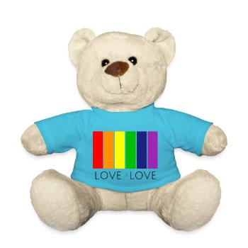 Love is Love Rainbow Flag - Teddy Bear - atoll blue - Front