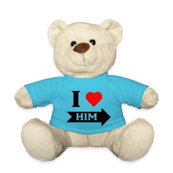I love Him Pfeil rechts schwarz - Teddy - Atollblau - Vorne