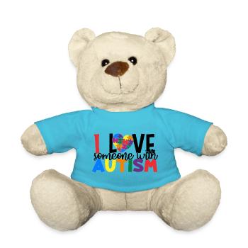 I Love Someone With Autism - Teddy Bear - atoll blue - Front