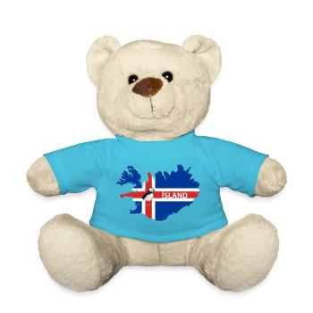 Island Flagge Papageientaucher Iceland Design - Teddy - Atollblau - Vorne