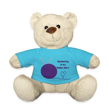Häkeln ist mein glücklicher Ort - Teddy - Atollblau - Vorne